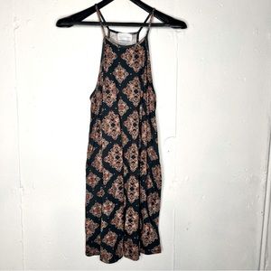 French Grey blue and orange pattered summer dress size large. Stitch fix.